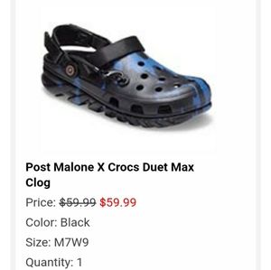 Size 9w post malone ccrocs